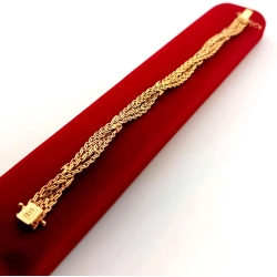 Złota bransoletka UNOAERRE plecione kłosy Pr.375 W:18,71gr Dł:19cm Szer.1cm