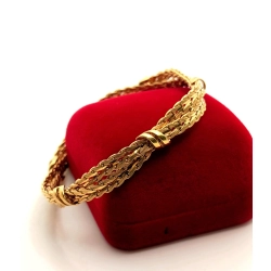 Złota bransoletka UNOAERRE plecione kłosy Pr.375 W:18,71gr Dł:19cm Szer.1cm