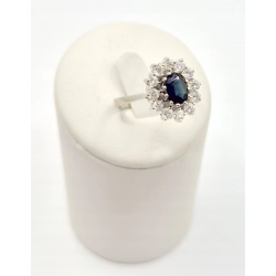 Pierścionek 585 z diamentami i szafirem 0,79 ct R16