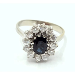 Pierścionek 585 z diamentami i szafirem 0,79 ct R16