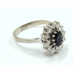 Pierścionek 585 z diamentami i szafirem 0,79 ct R16
