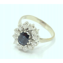 Pierścionek 585 z diamentami i szafirem 0,79 ct R16