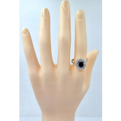 Pierścionek 585 z diamentami i szafirem 0,79 ct R16