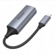 Adapter przejściówka Unitek U1312A USB-C na RJ45 1000 Mbps 15 cm srebrny