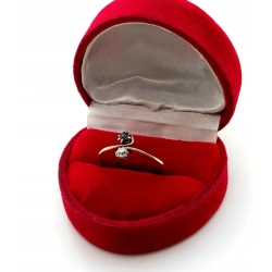 Złoty pierścionek Vintage Szafir i Diament 0,125ct Pr.585 W:1,55gr Roz.16