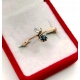 Złoty pierścionek Vintage Szafir i Diament 0,125ct Pr.585 W:1,55gr Roz.16