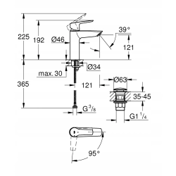 Bateria umywalkowa stojąca Grohe Start Quickfix M klik-klak chrom 23746002