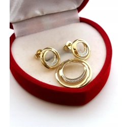 Złote kolczyki zawieszka Brylanty 0,08ct komplet PR.585 W:4,91gr InterSKLEP