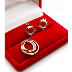 Złote kolczyki zawieszka Brylanty 0,08ct komplet PR.585 W:4,91gr InterSKLEP