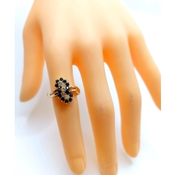 Złoty pierścionek brylanty i szafiry 0,75ct PR.585 W:4,89gr R.12 InterSKLEP