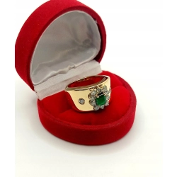 Złoty pierścionek Szmaragd 0,55ct Diamenty 0,40ct Pr.750 W:7,23gr R.14