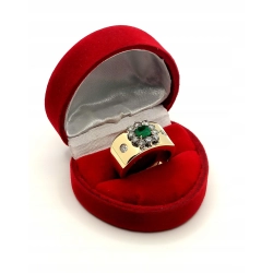 Złoty pierścionek Szmaragd 0,55ct Diamenty 0,40ct Pr.750 W:7,23gr R.14