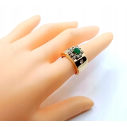 Złoty pierścionek Szmaragd 0,55ct Diamenty 0,40ct Pr.750 W:7,23gr R.14