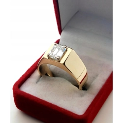 Złoty pierścionek Sygnet z diamentem 1,45ct Pr.375 W:10,49ct Roz.22