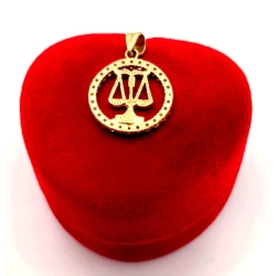 Złota zawieszka znak zodiaku Waga z cyrkoniami PR.585 W:1,47gr InterSKLEP