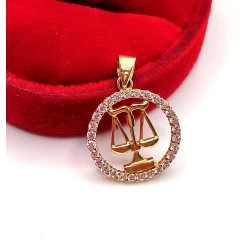 Złota zawieszka znak zodiaku Waga z cyrkoniami PR.585 W:1,47gr InterSKLEP